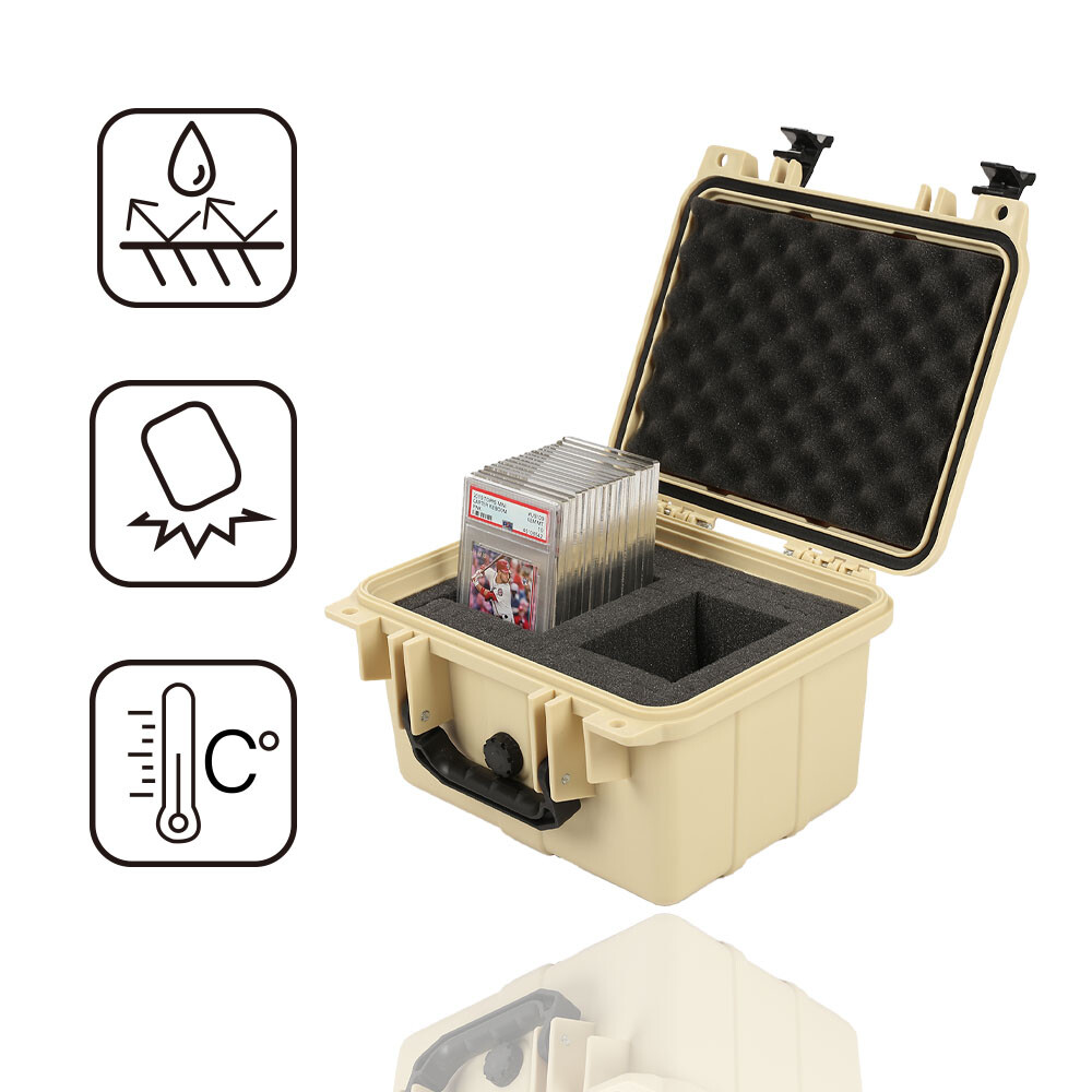 Waterproof Graded Card Storage Box Deep Travel Case Slab Holder&Protector Beige