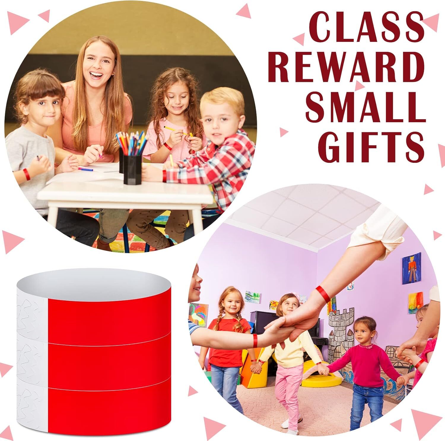 Epakh 500 Pcs Paper Wristbands Neon Wrist Bands Waterproof Hand 500 Pcs, Red