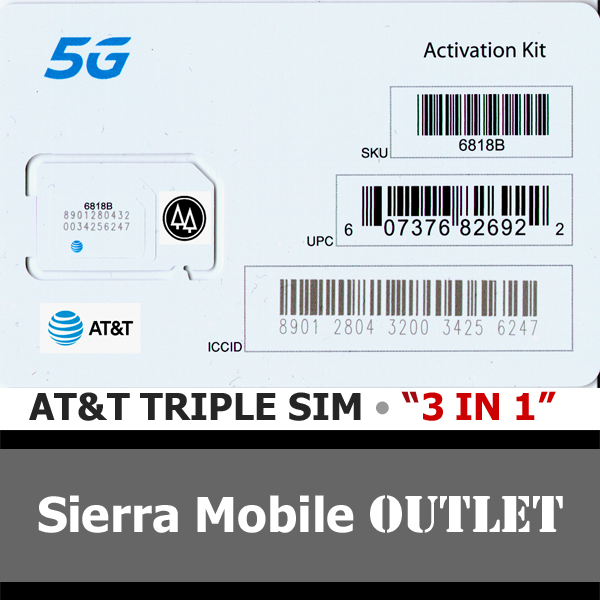 AT&T 5G & 4G TRIPLE SIM CARD "3 IN 1" NANO 4FF 4G 5G LTE GSM • ATT NEW
