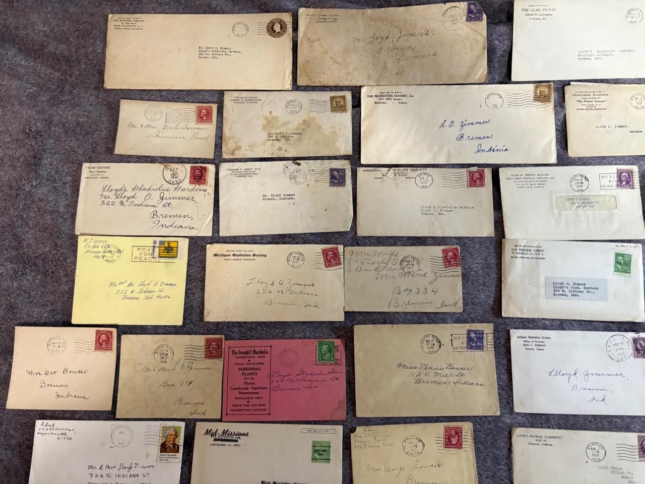 200+ Vintage Stamped Envelopes w/ Gladiolus Flower Gardens Related Letters