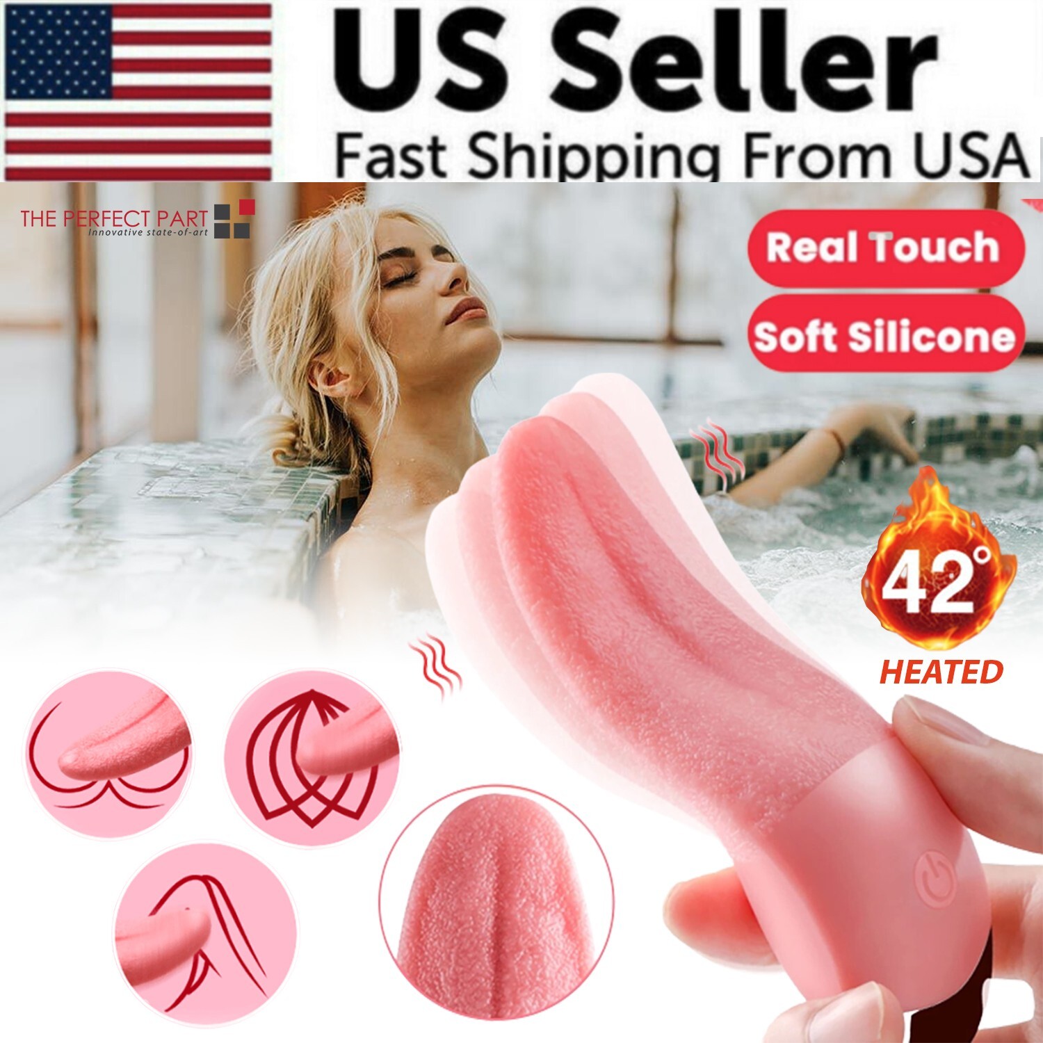 Clit Licking Tongue Vibrator G-Spot Dildo Stimulator Oral Sex Toys for Women
