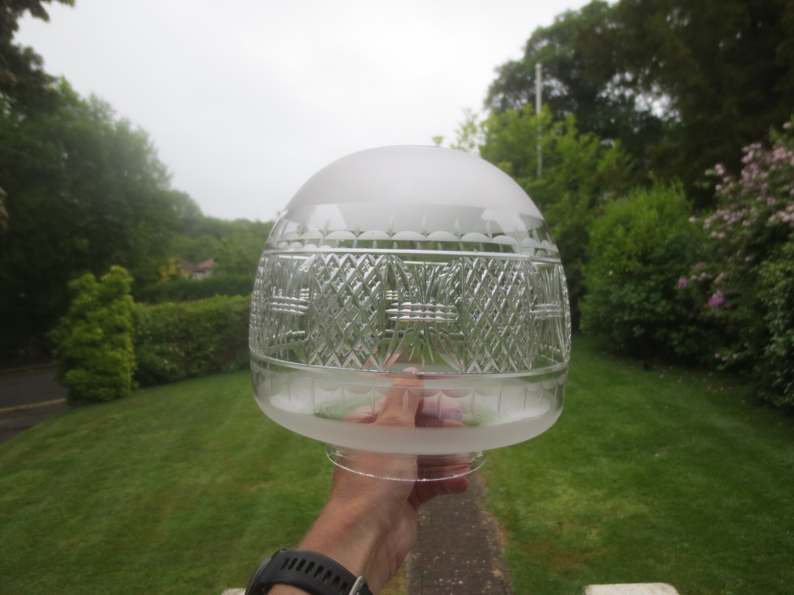 Superb Antique Victorian Cut Glass Duplex Beehive Oil Lamp Shade