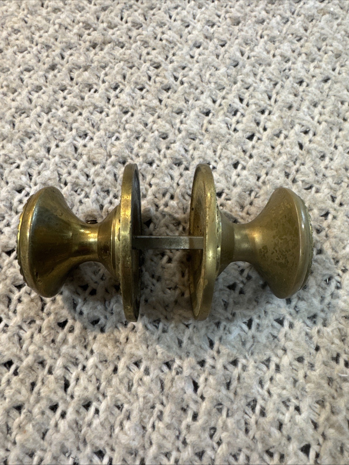 Lot 3psc VNT Ornate Solid Brass Door Knob, Portugal, Mid-Century, Floral Rosette