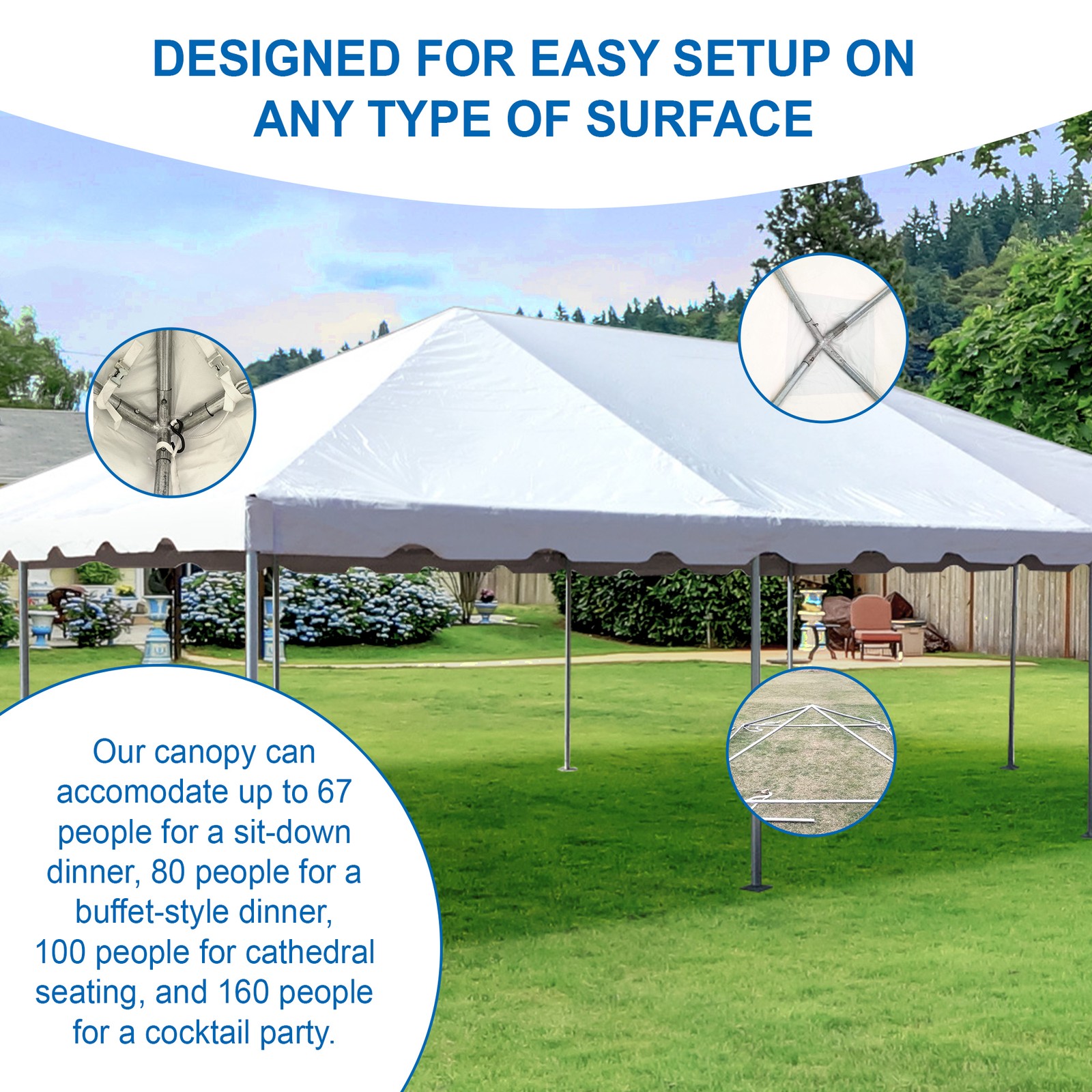 20 x 40 Canopy Party Tent White Commercial Backyard Event Gazebo with Frame