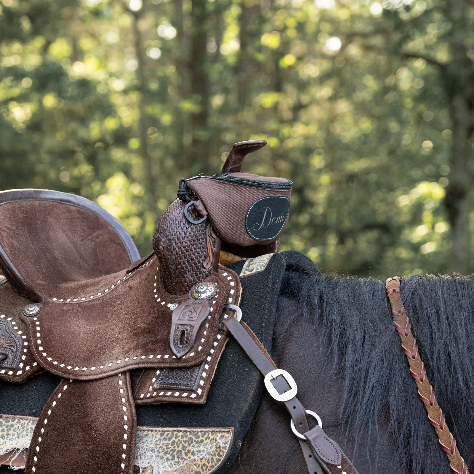 Personalized Horse Saddle Bag, Brown Pommel Bag, Horse Tack, Saddle Accessories