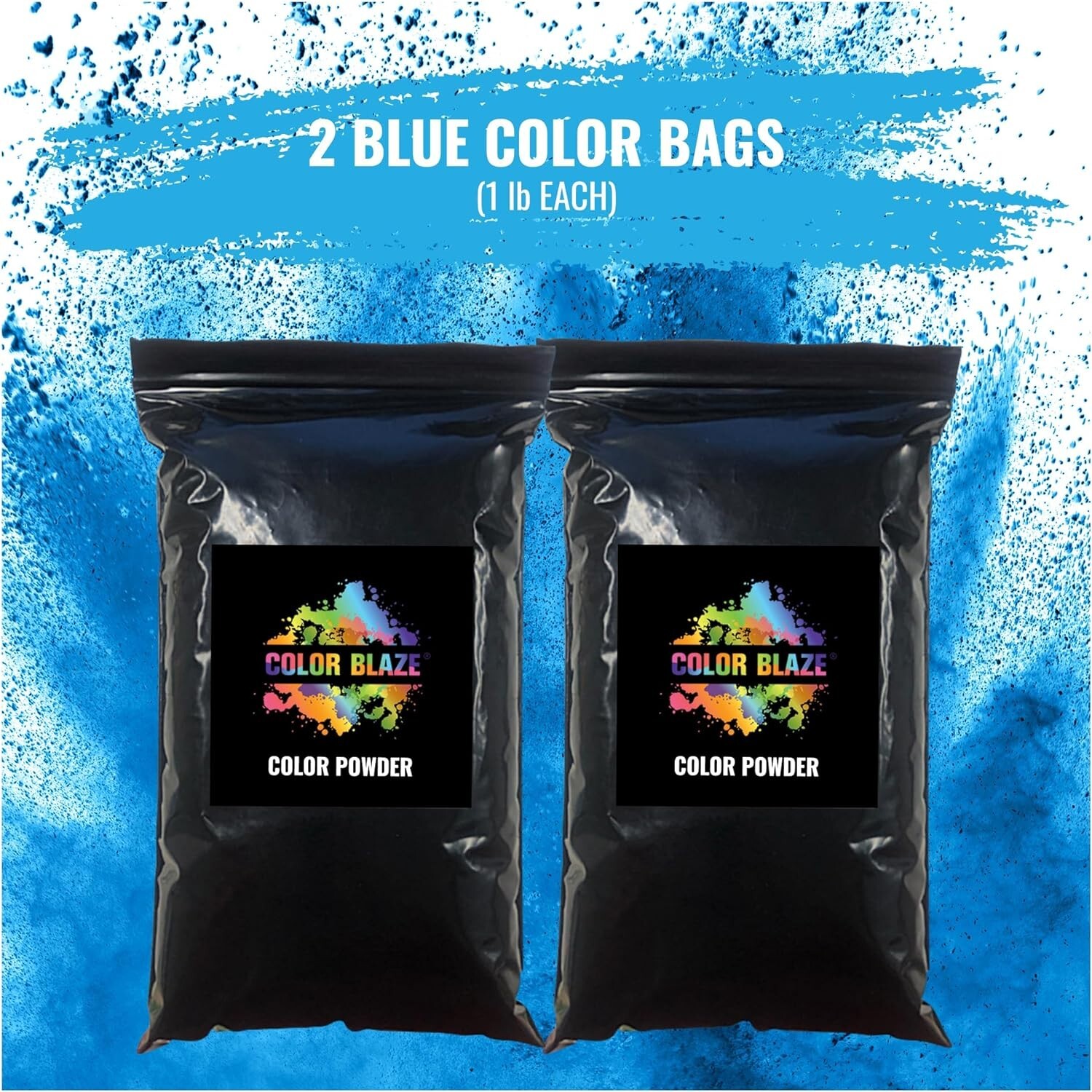 Color Blaze Black Out Gender Reveal Blue Colored Powder Burnout (2lbs Blue)