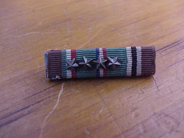 WW2 US European–African–Middle Eastern Campaign Medal Ribbon Bar With 4 Stars