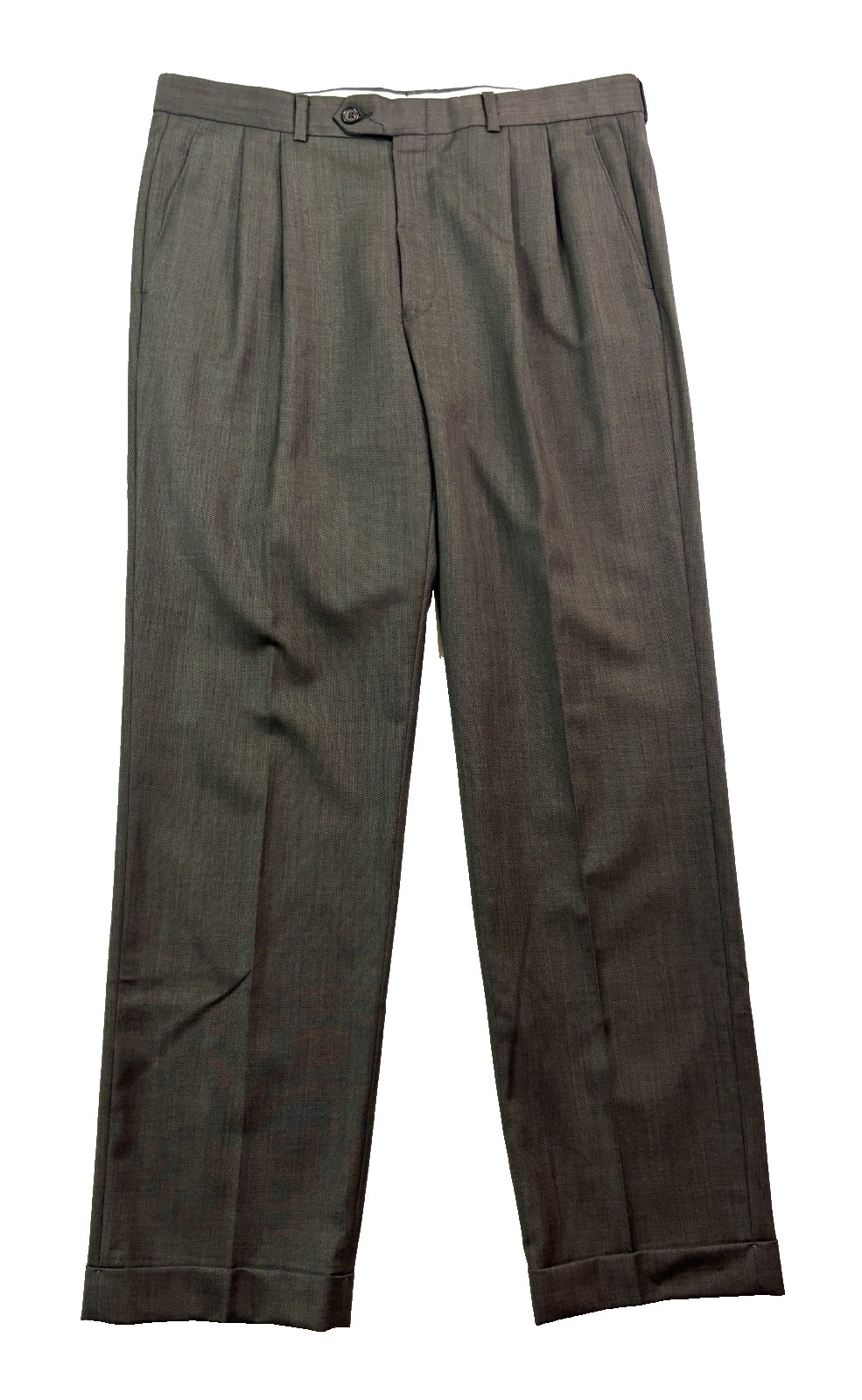 Ralph Lauren 44L 34x32 Green 2pc Pant Suit 100% Wool Pleated Cuffed Classic