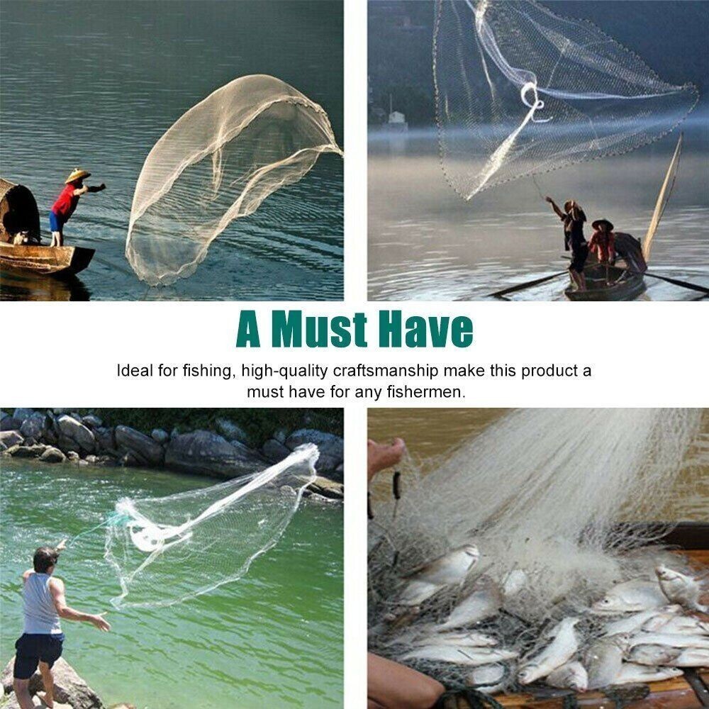 6FT Fishing Cast Net Bait Easy Throw Hand Cast Strong Nylon Mesh USA