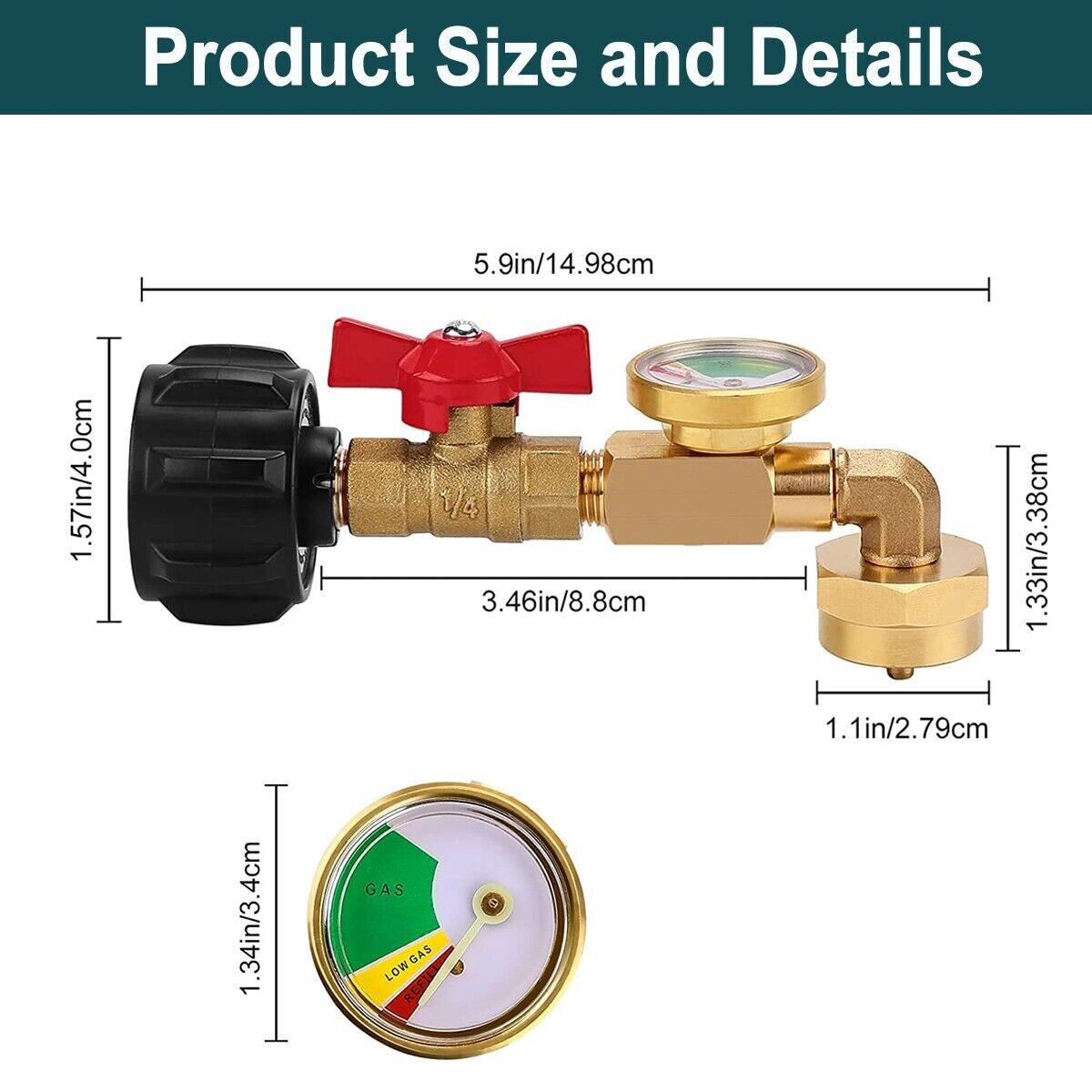1Lb To 20Lb Tank Propane Refill Adapter With Gauge And ON-Off Control Valve US