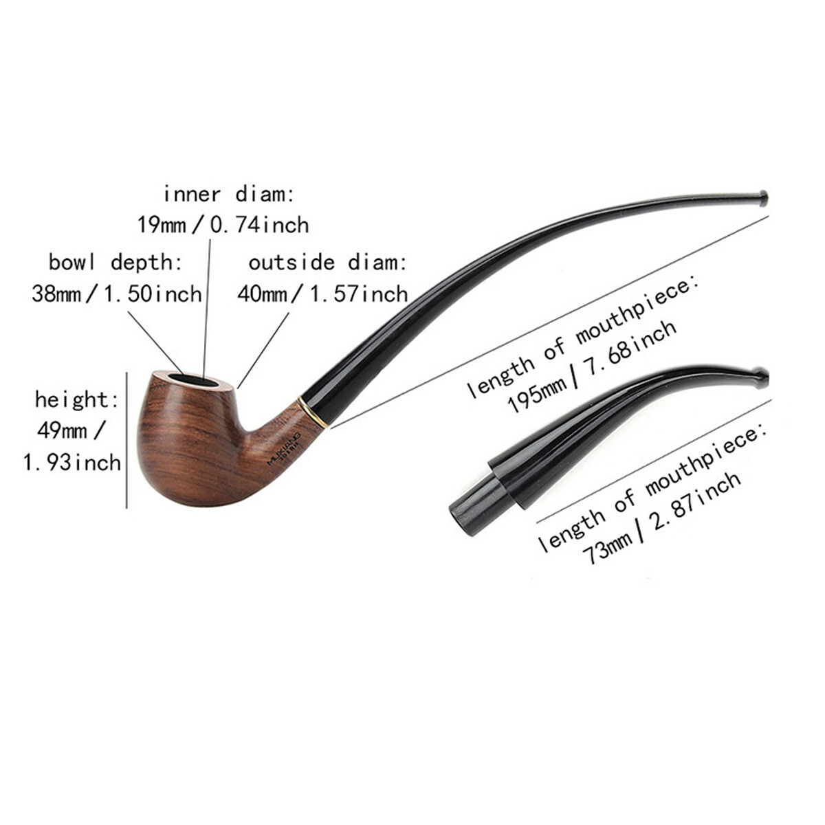 Rosewood Churchwarden Gandalf Pipe Long Stem Bent Tobacco Pipe w/ Accessories US