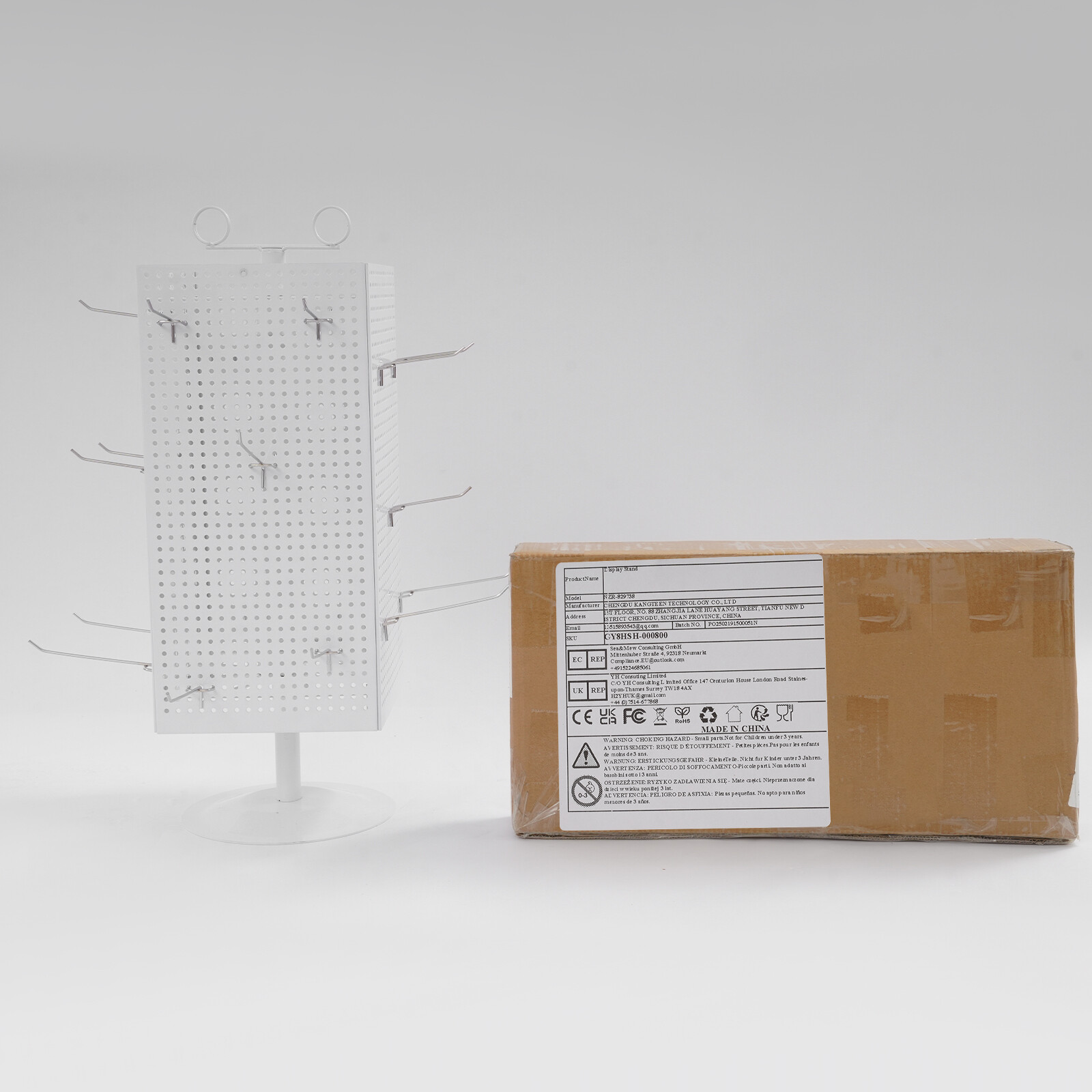 Retail Iron Counter Spinner & Rotating Pegboard Display Stand W/ 20* Hooks