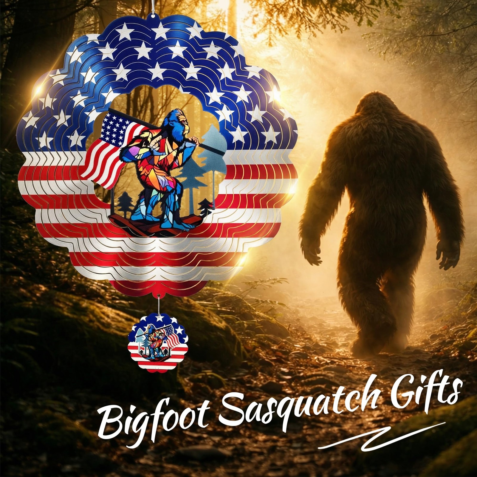 SUNCKET Bigfoot Wind Spinner, 12 Inch Stainless Steel Outdoor Garden Decor with