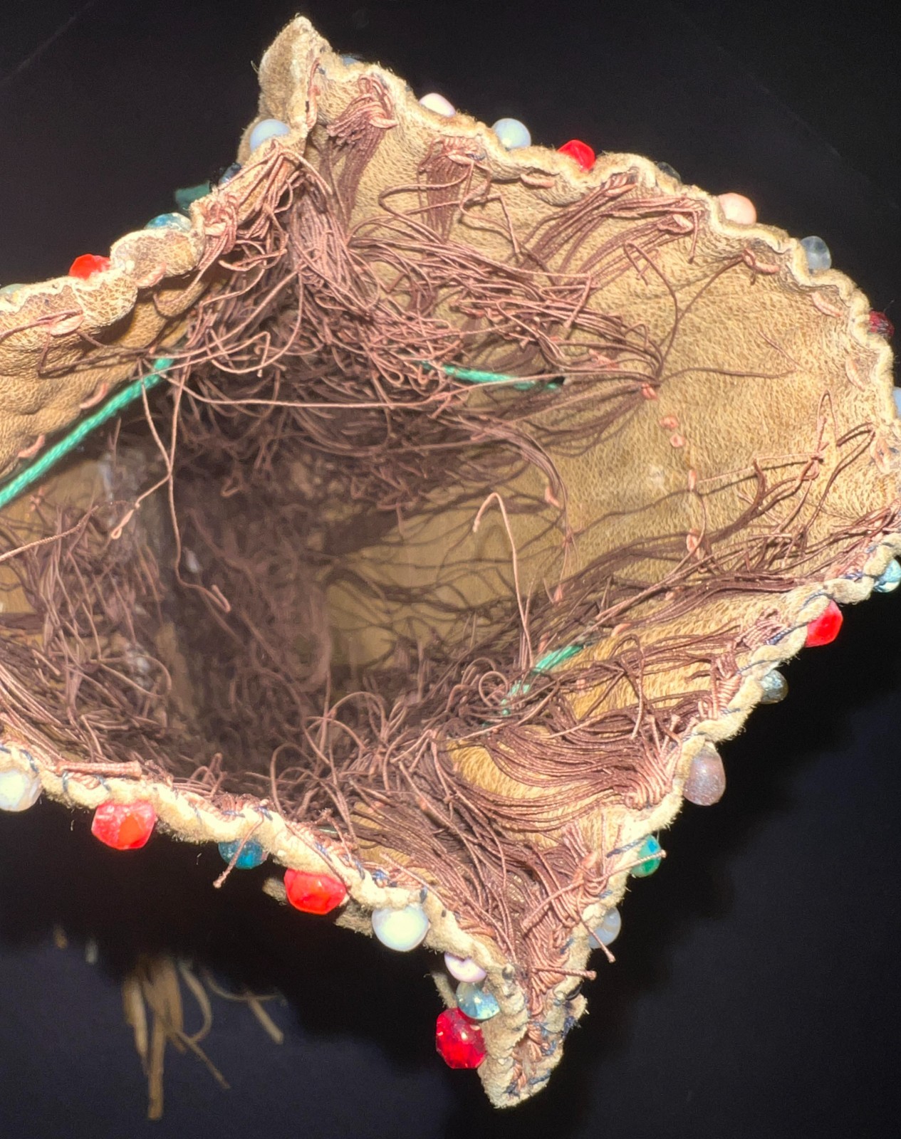 CREE-METIS BEADED BUCKSKIN BAG-POUCH Hand-Made Antique Native American Art