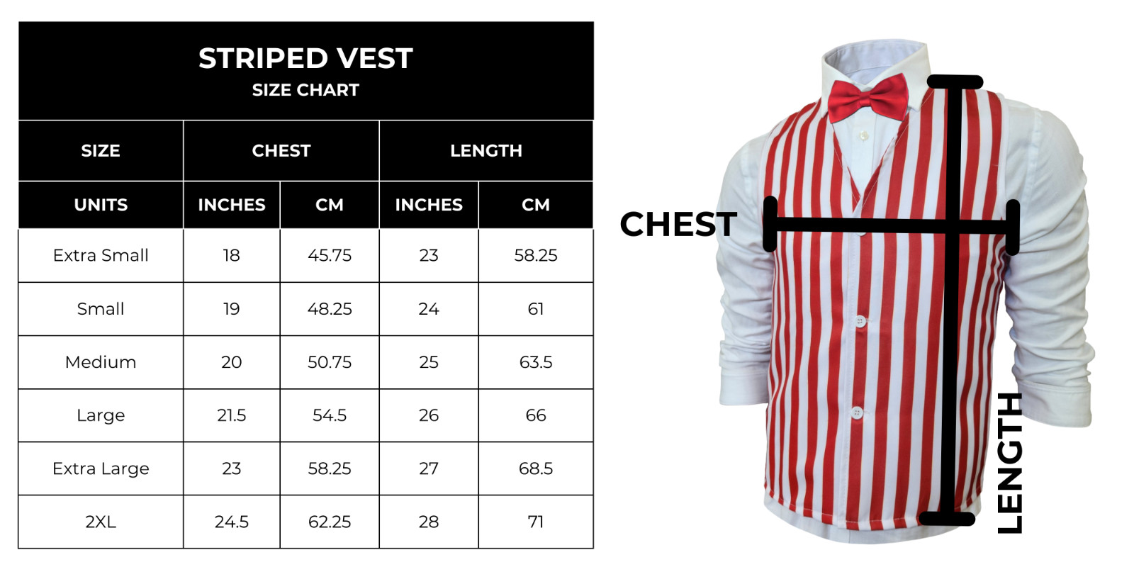 Adults Red & White Striped Costume Vest - Barbershop Quartet Bartender Tapper