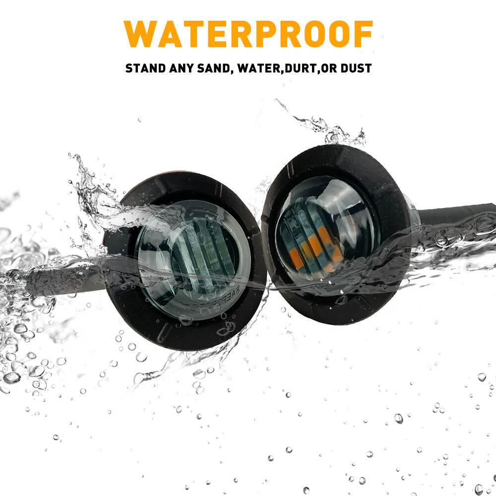 20X 3/4" LED Side Marker Lights Truck Trailer Round Amber Bullet Clearance Lamp