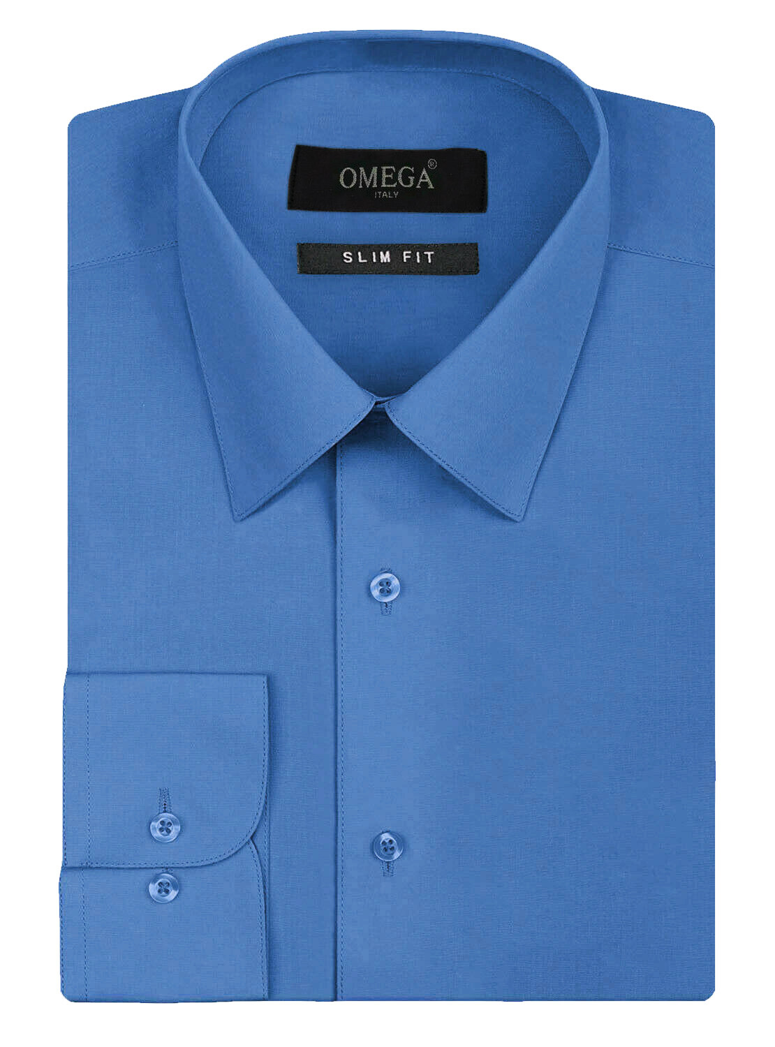 Omega Italy Men's Slim Fit Button Up Long Sleeve Solid Color Dress Shirt