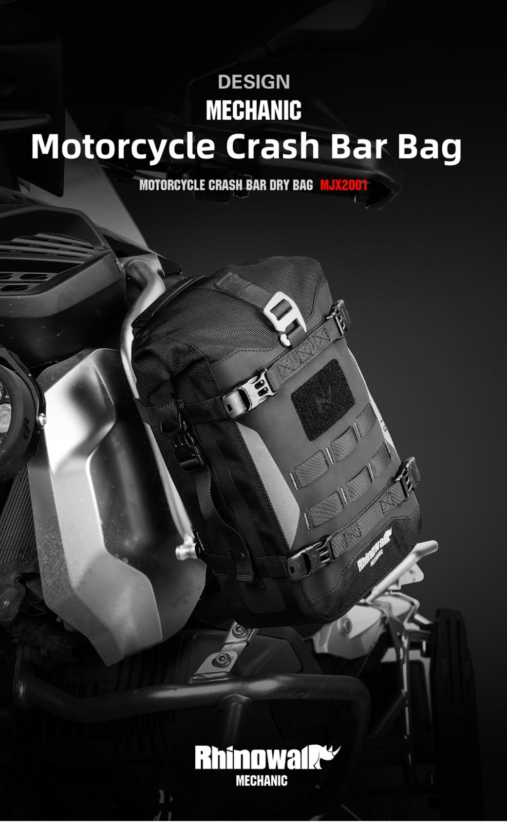 Rhinowalk Motorcycle Crash Bar Bag Waterproof 6L PESupport Board Luggage Storage