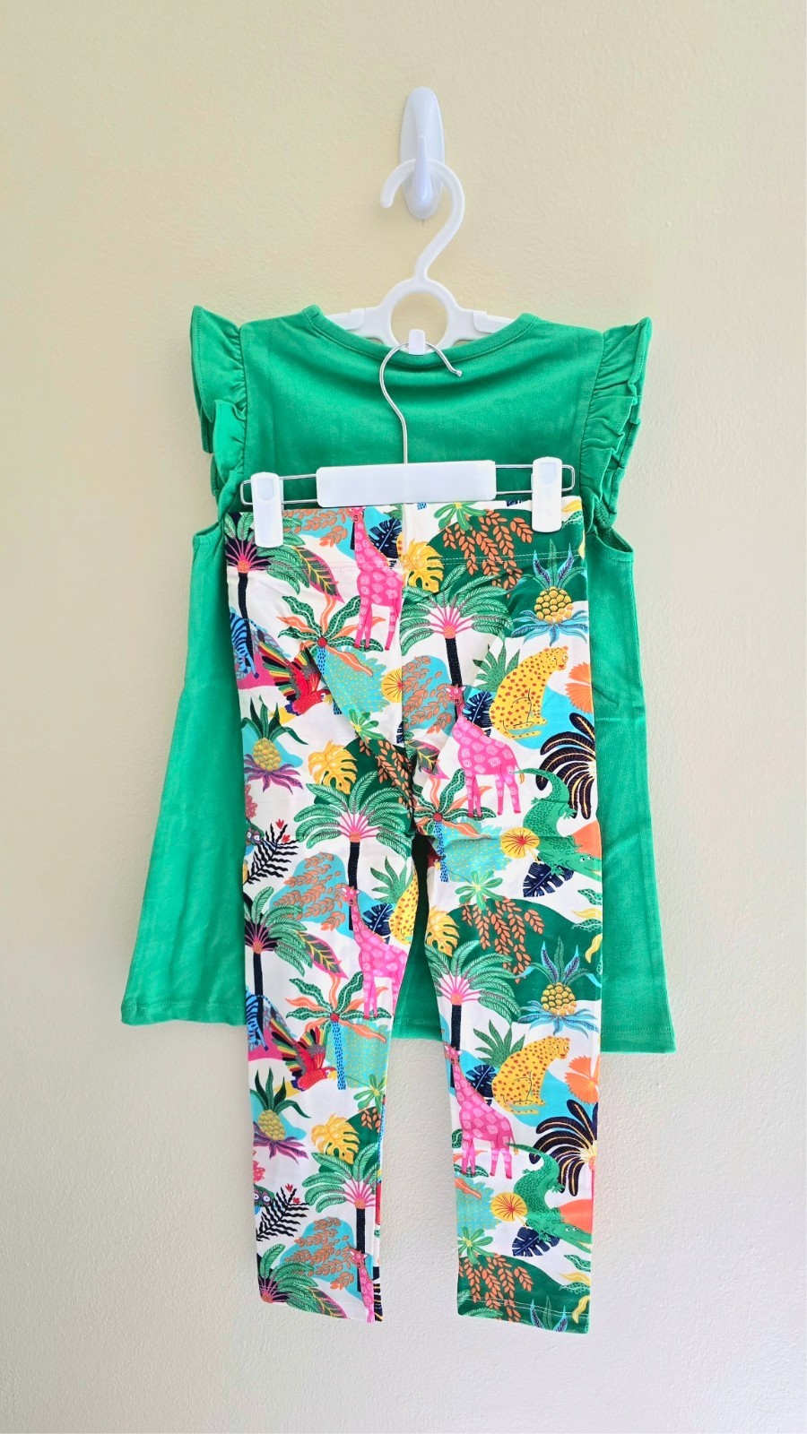 NWOT Mini Boden Frill Sleeve Tunic Set Green Jungle