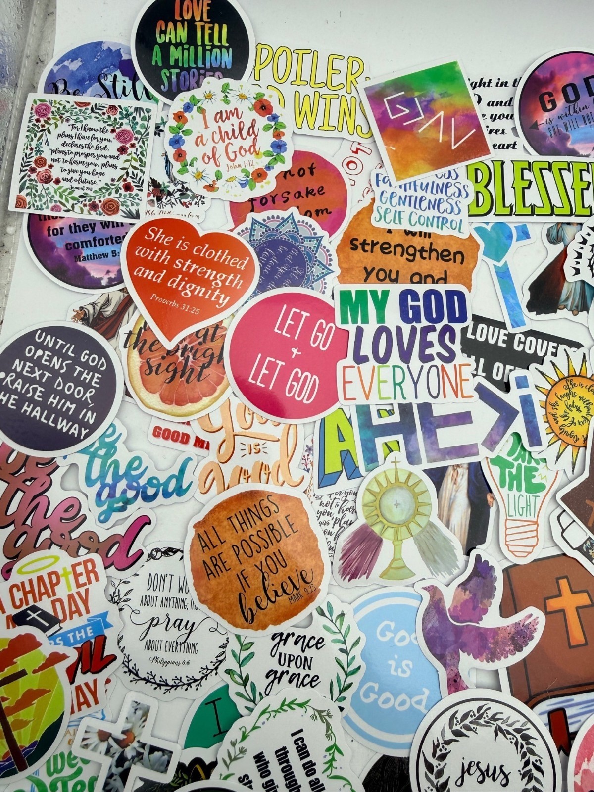 20 Stickers Christian Faith God Jesus Motivational Designs Journals Laptops Gift