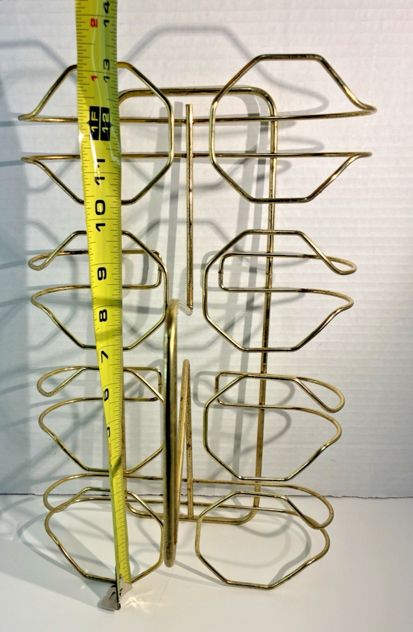 VTG 8-Glass Metal Wire Drink Caddy Rack Beverage Holder w/Handle Gold Tone MCM