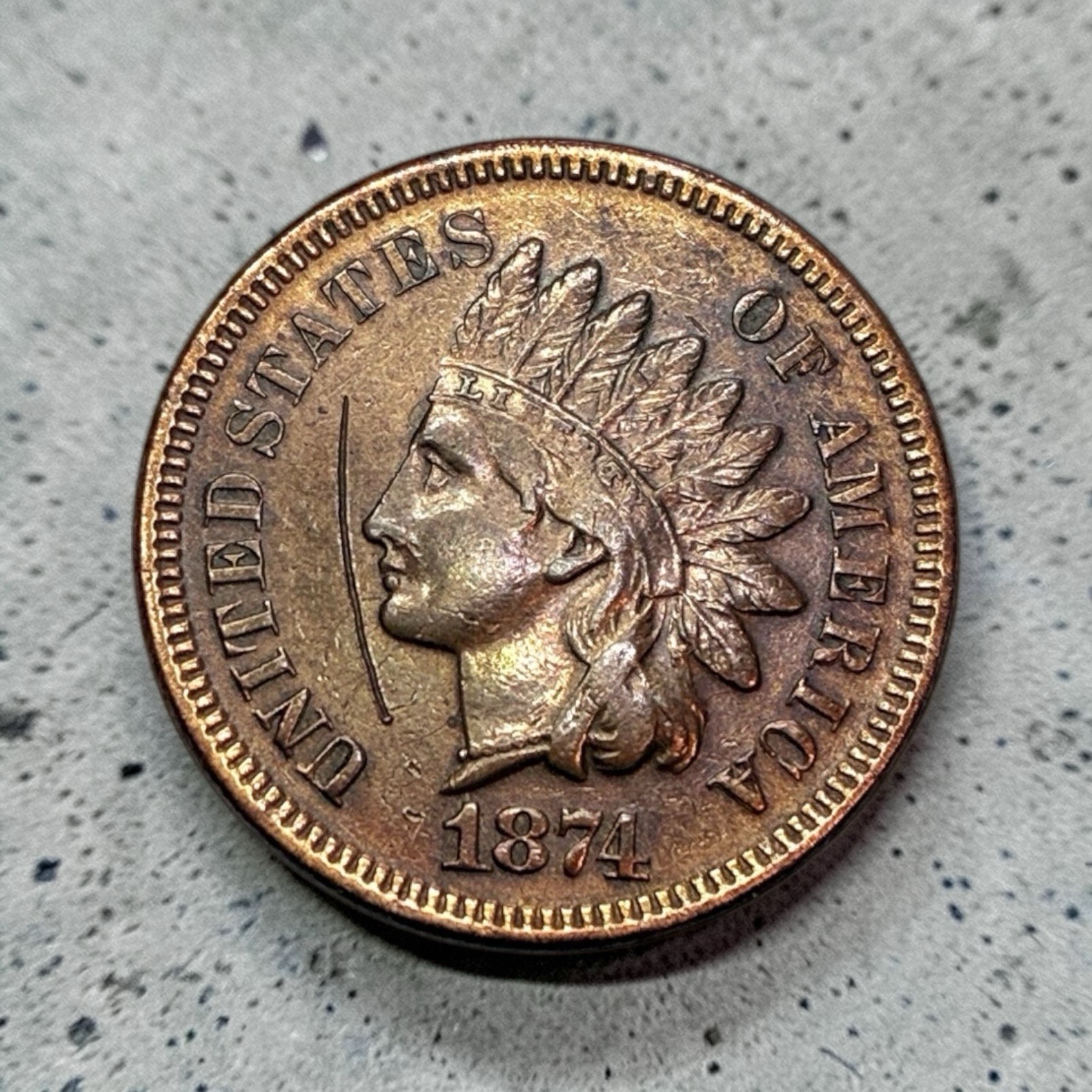 1874 🇺🇸 Indian Head Cent - Semi-Key Date - Polished/Scratched Free Shipping!