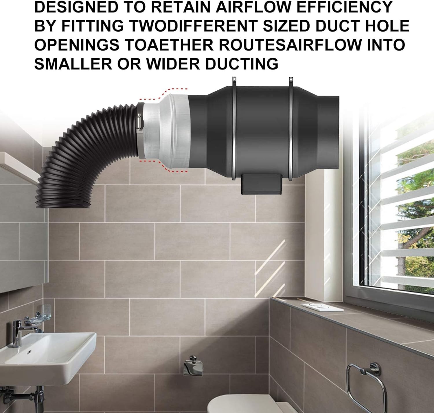 6 to 4 Inch Flexible Air Duct Reducer Adapter, Silver, New