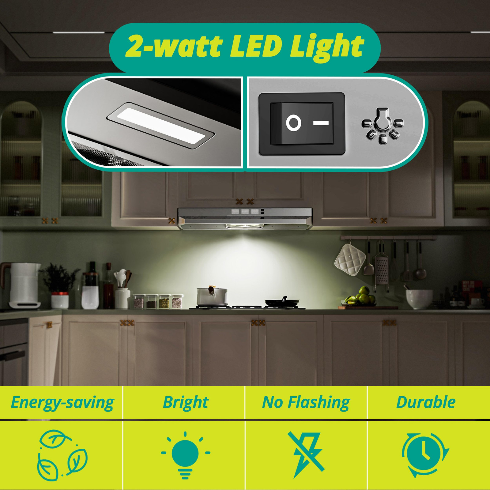 Campana Extractora De 36 Pulgadas Con Luz LED Para Cocina Debajo Del Gabinete