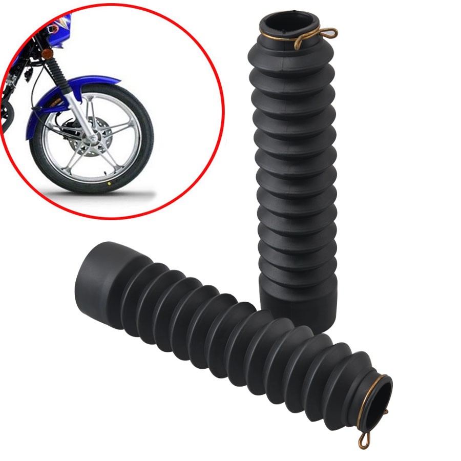 2x Universal Motorcycle Front Rubber Fork Boots Shock Absorber Dust Cover Black