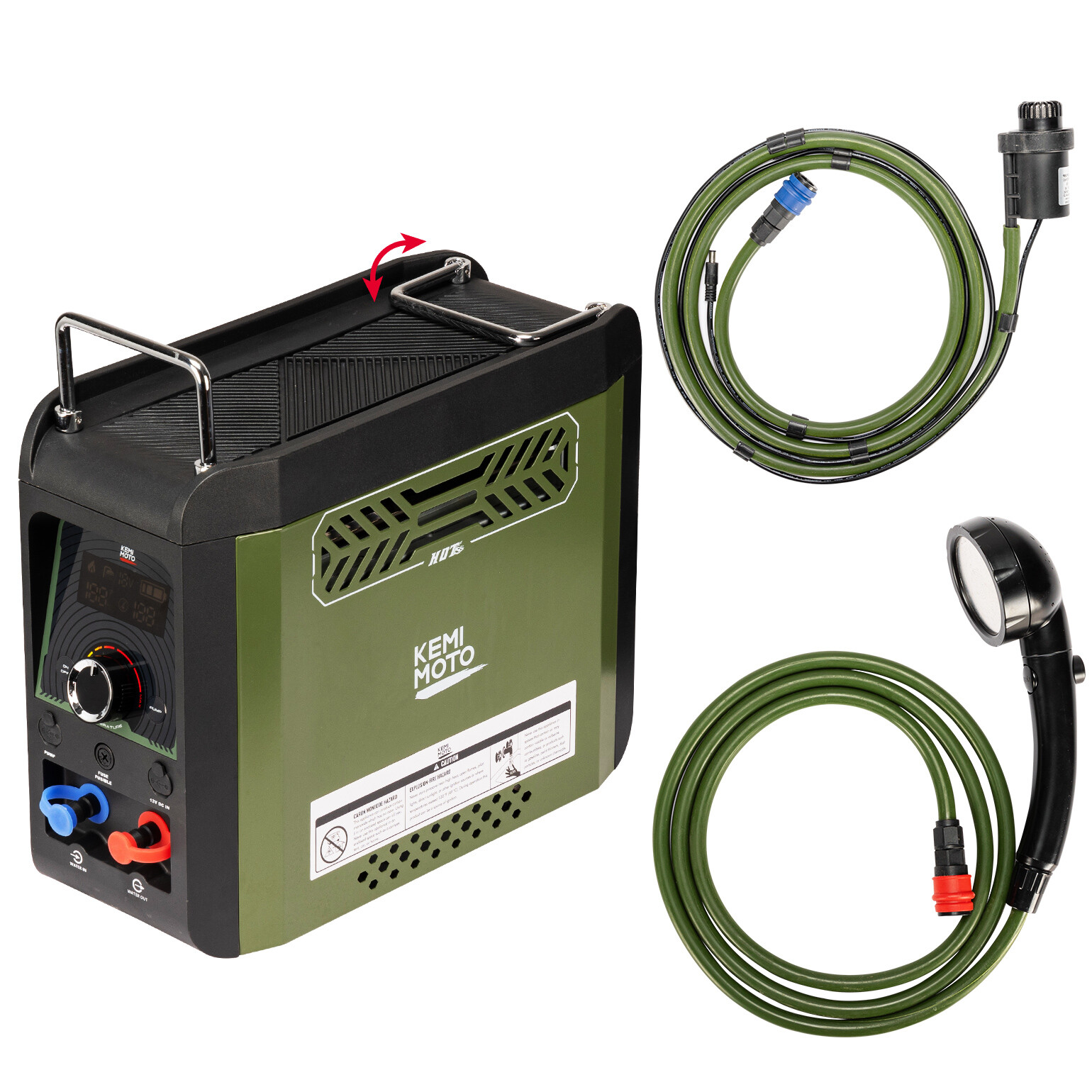 KEMIMOTO Portable Water Heater Propane Water Heater 4000mAh Rechargeable Battery