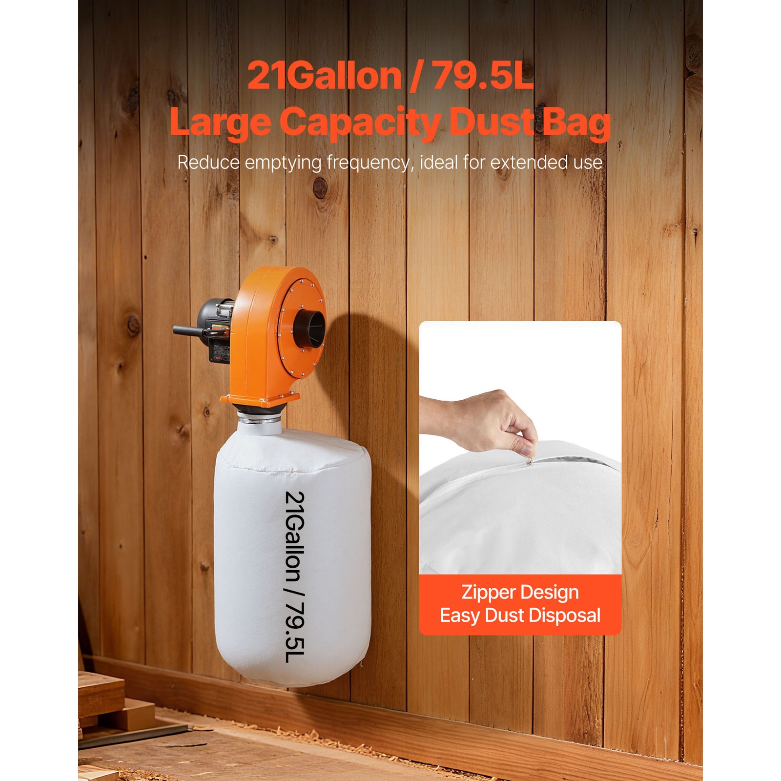 Uimoso 1 HP Wall-Mounted Dust Collector, 560 CFM for Woodworking Applications