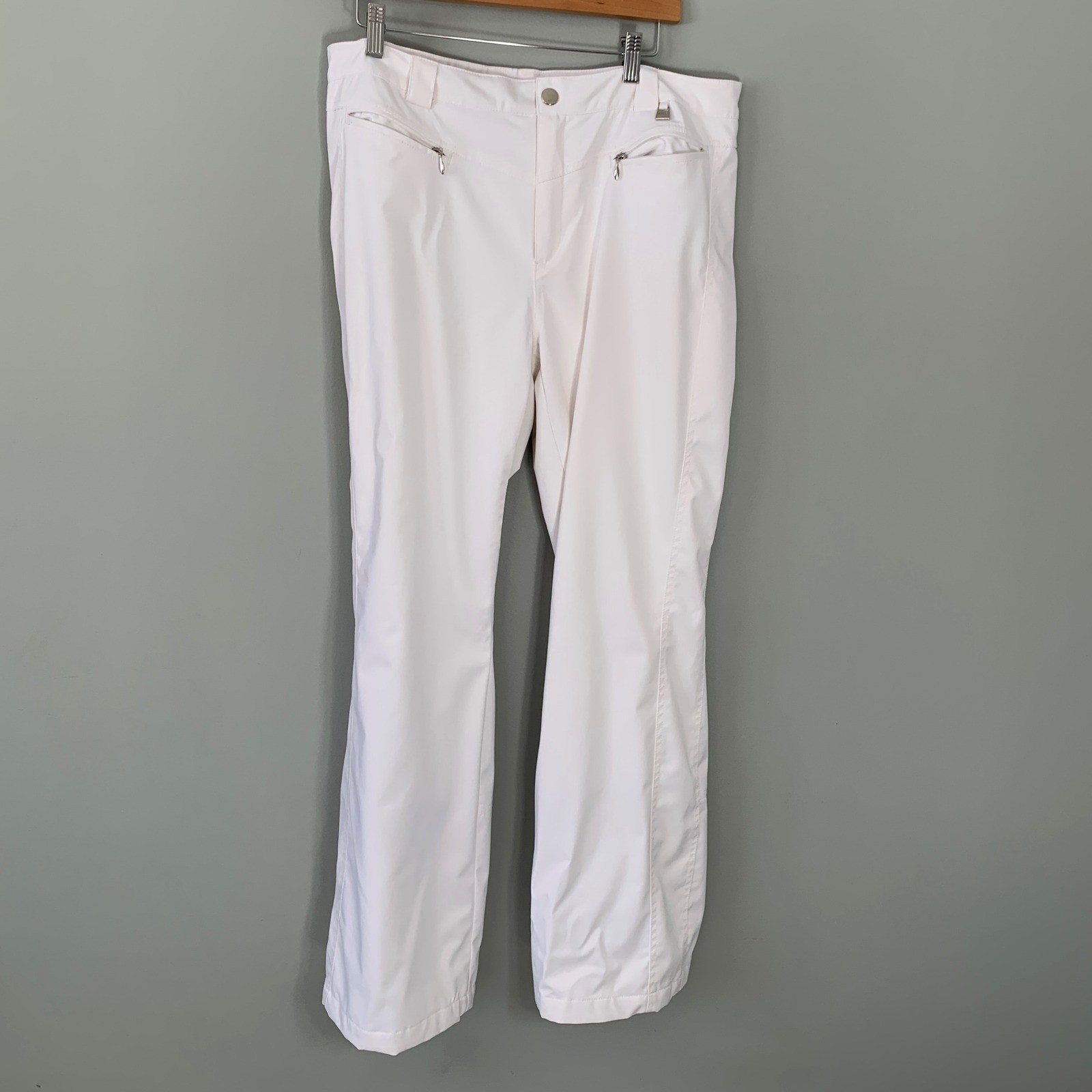 Nils Womens White Ski Pants Straight Leg Zippered Pockets Snow Trousers Size 14