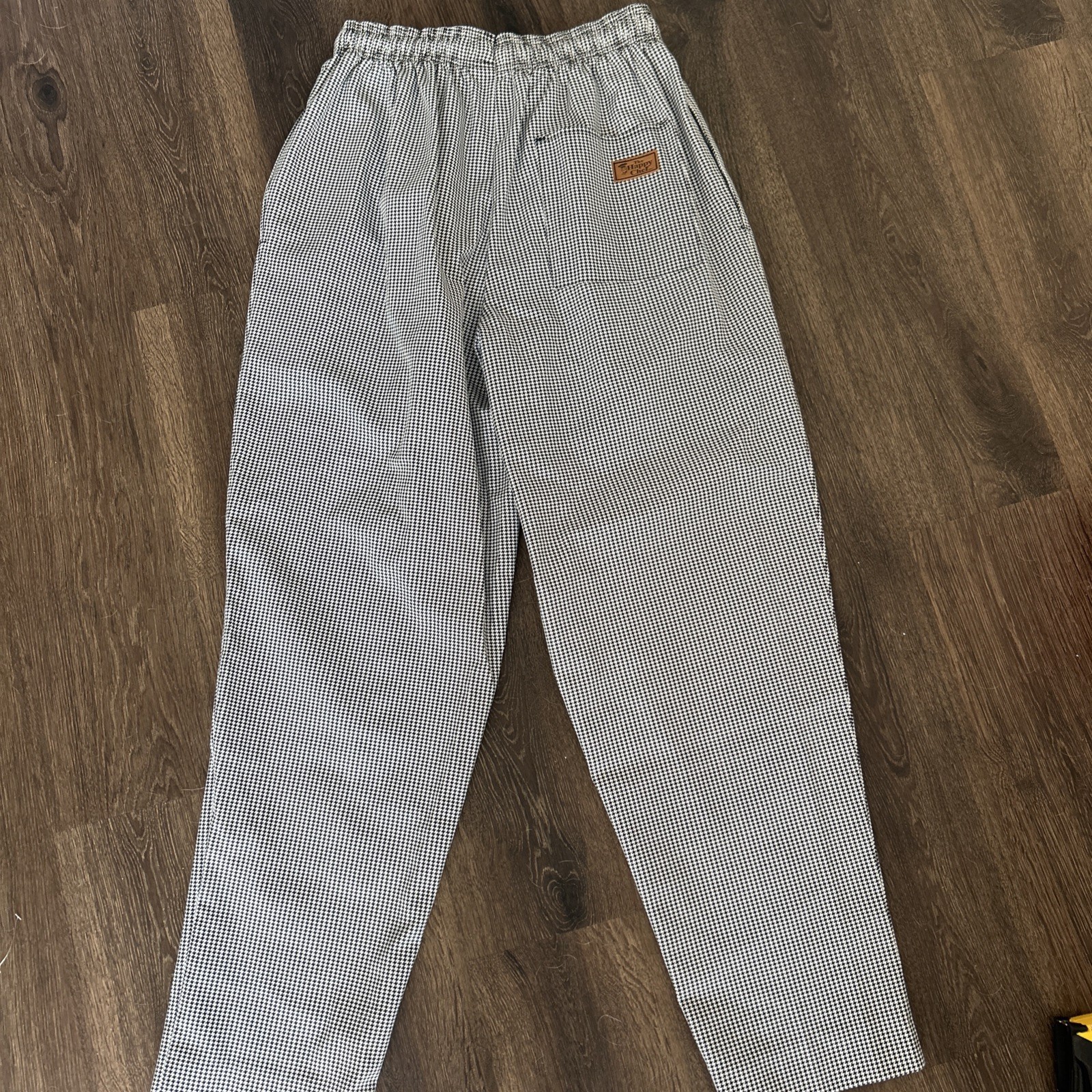 Happy Chef Utility Pants Black White Houndstooth Sz Medium Pockets Classic MINT
