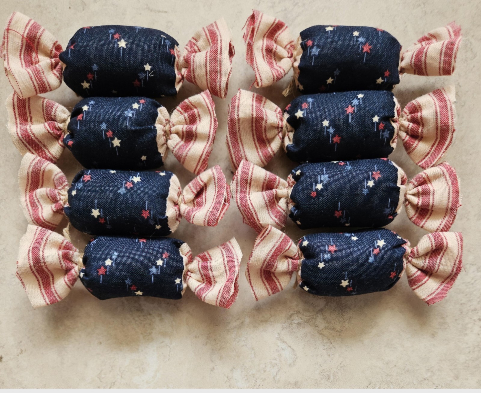 Bowl Filler Americana Patriotic Ornie Fabric 8 Pcs Candy Tier Tray Fabric Decor
