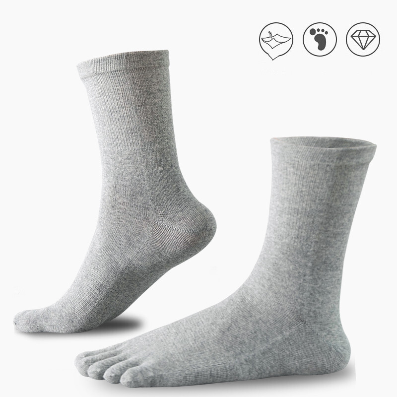 5Pack Men Crew Ankle Athletic Socks 100% Cotton Five Finger toe Sport Black 7-11