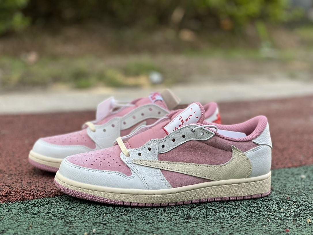 DM7886-600 Travis Scott x AJ1 Jardon 1 Low Pink Women's Shoe Sizes 4-13