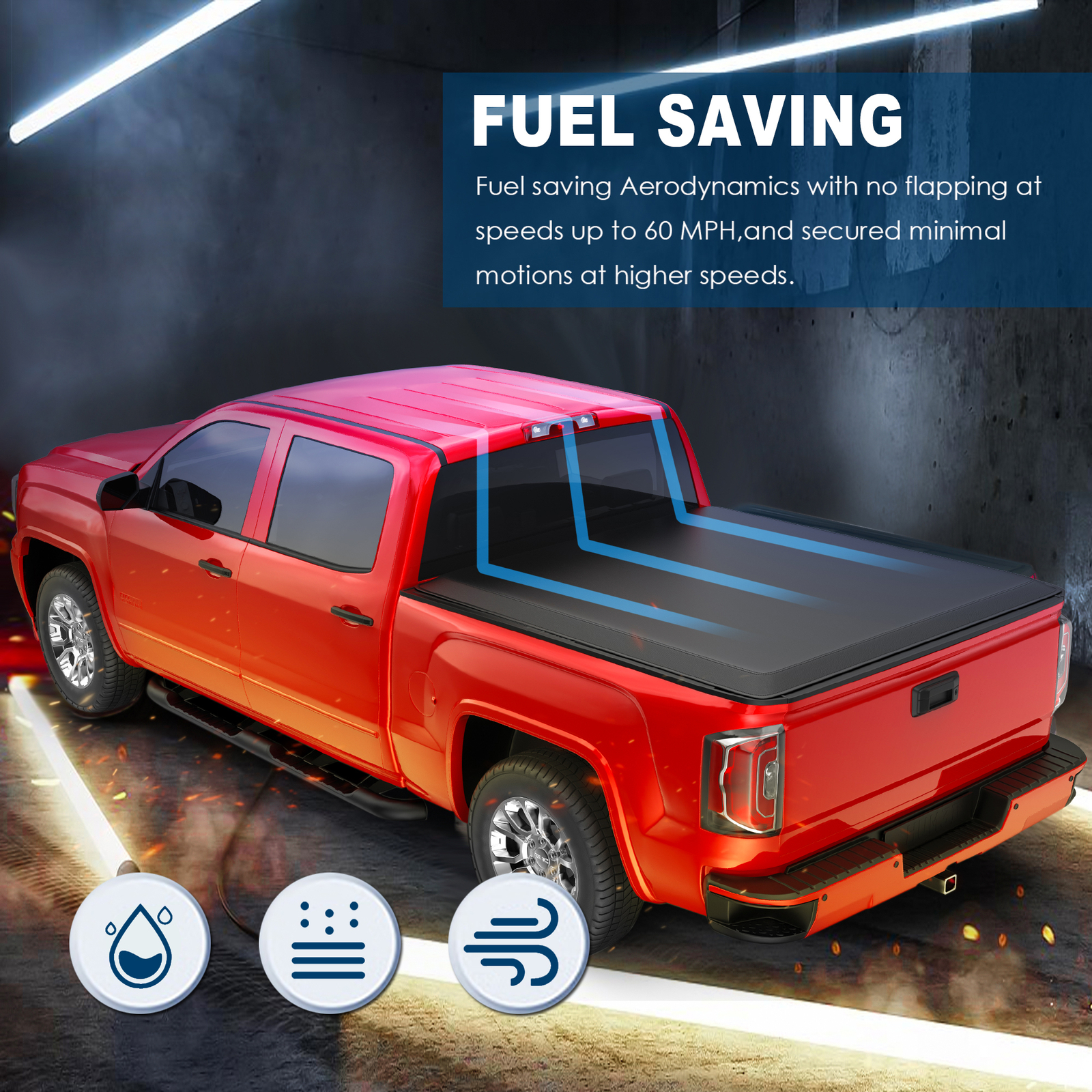 5.8FT Tri-Fold Soft Truck Bed Tonneau Cover For 2019-2024 Silverado Sierra 1500