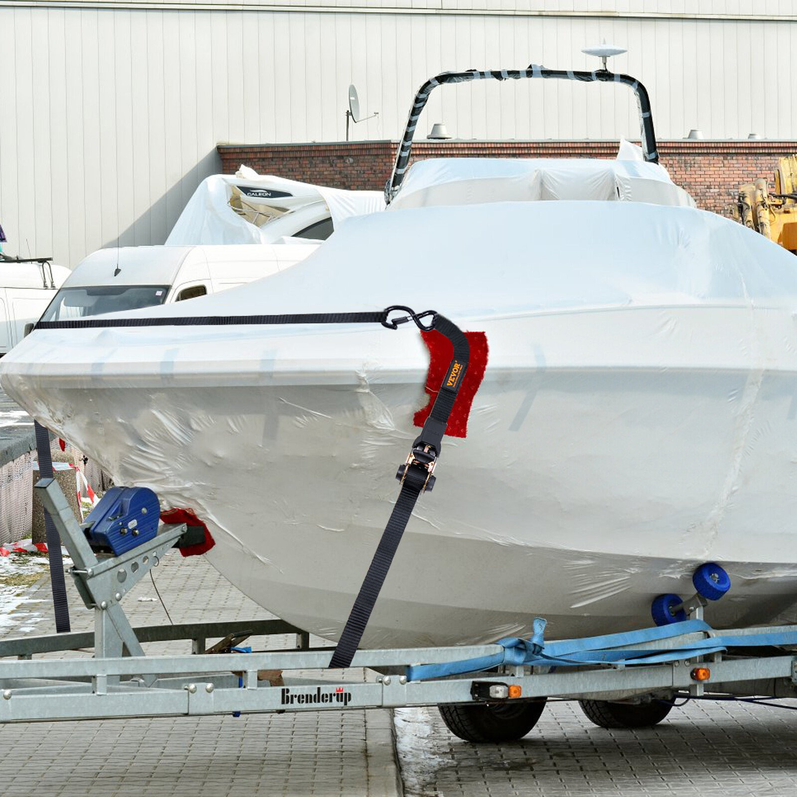 VEVOR 4 Pack 1"x 15' Ratchet Straps Tie Down Straps Heavy Duty w/ S-Hooks