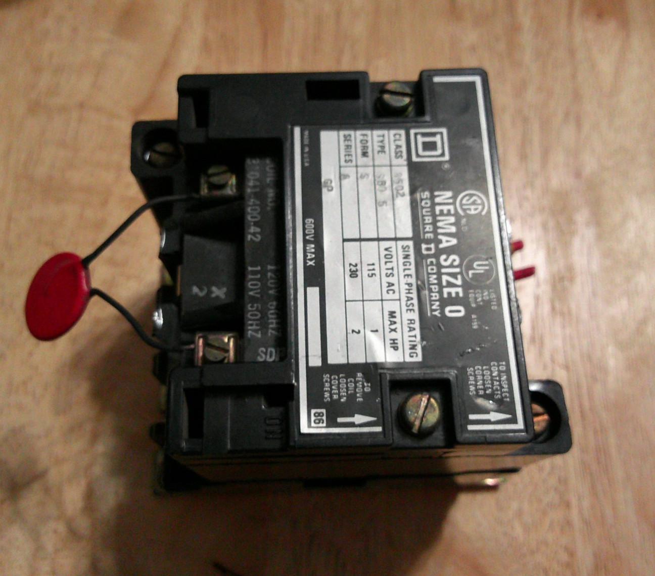 Square D Class 8502 Type SB05 Motor Starter Size 0