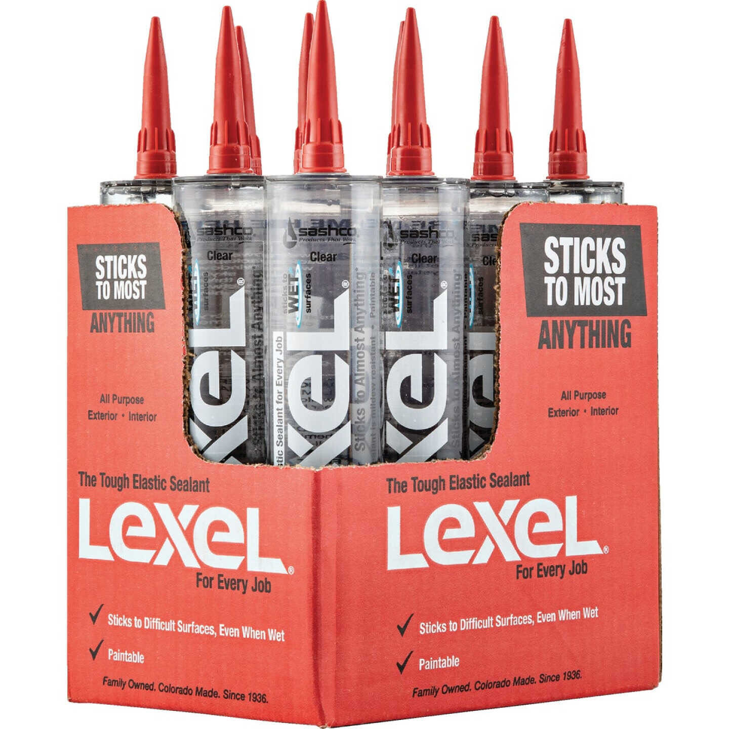 Sashco Lexel 2 Pack 10.5 oz Kitchen Bath Clear Paintable Adhesive Caulk - 13010
