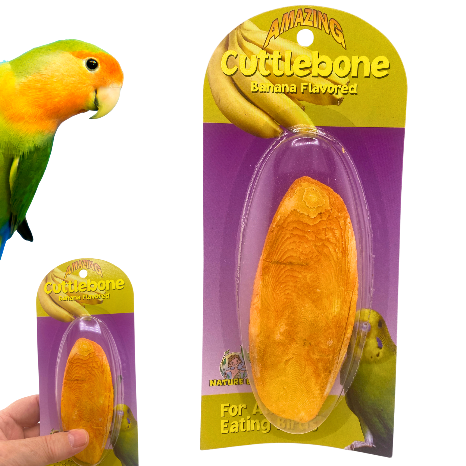Bonka Bird Toys 30006 Medium Cuttlebone Banana Flavor Calcium Health Parrot Pet