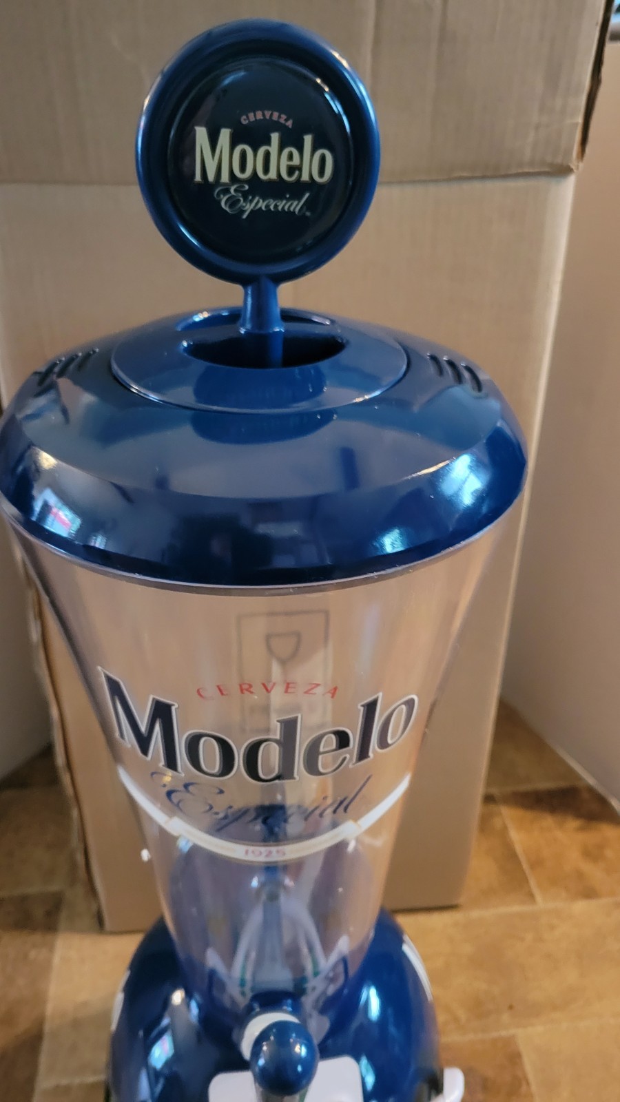 Modelo Beer Tube Drink Beverage Dispenser 128 Ounces NFL Helmet Bar Tabletop