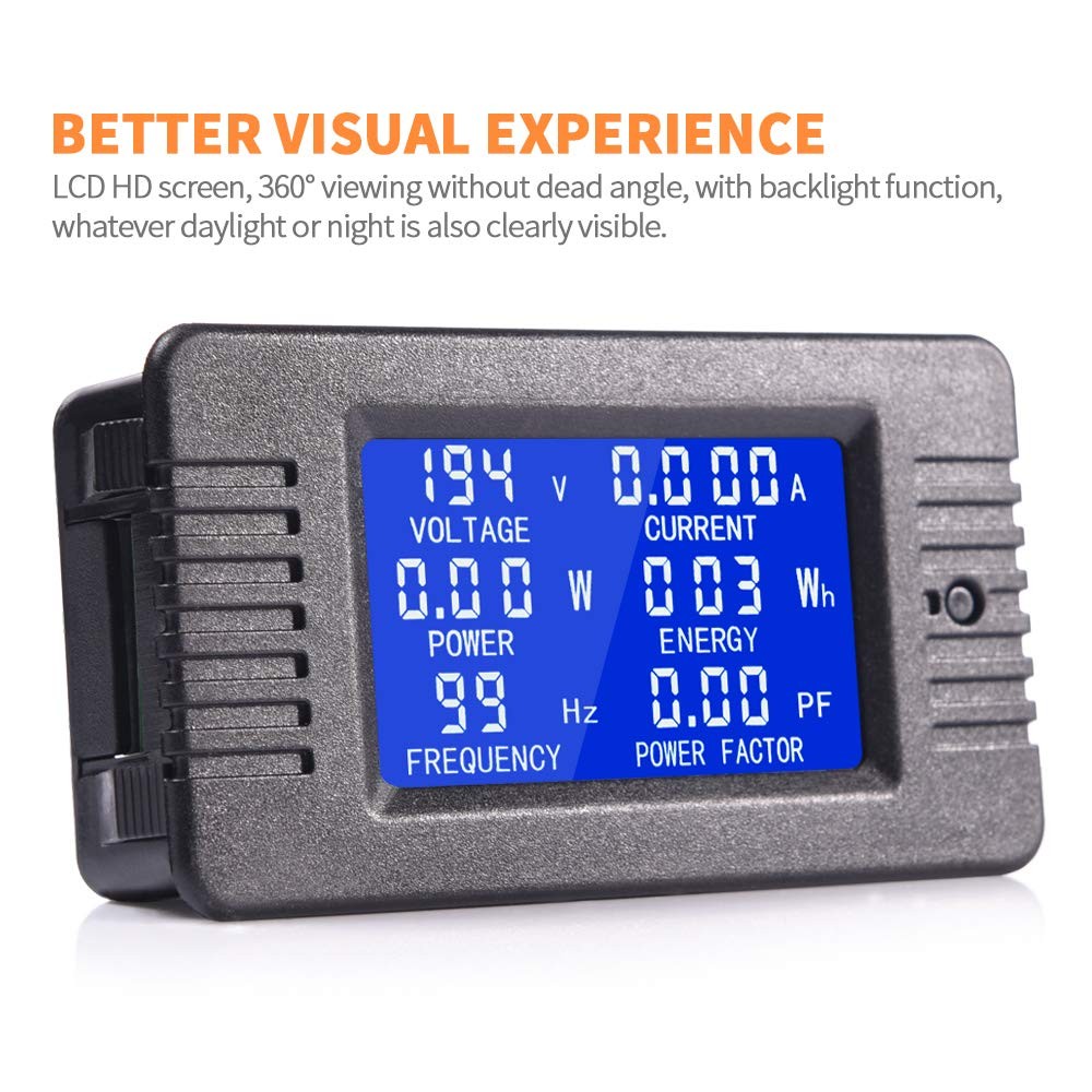 80-260V 100A AC Multi-meter, LCD Display Amp Volt Meter Energy Monitor Panel Kit