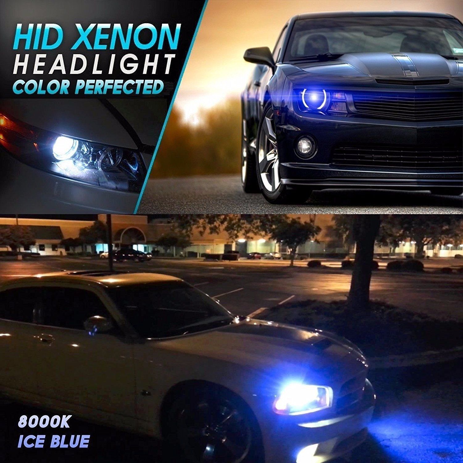 AC 55W HID Kit H4 H7 H11 H13 9003 9005 9006 9007 880 6000K Hi-Lo Bi-Xenon