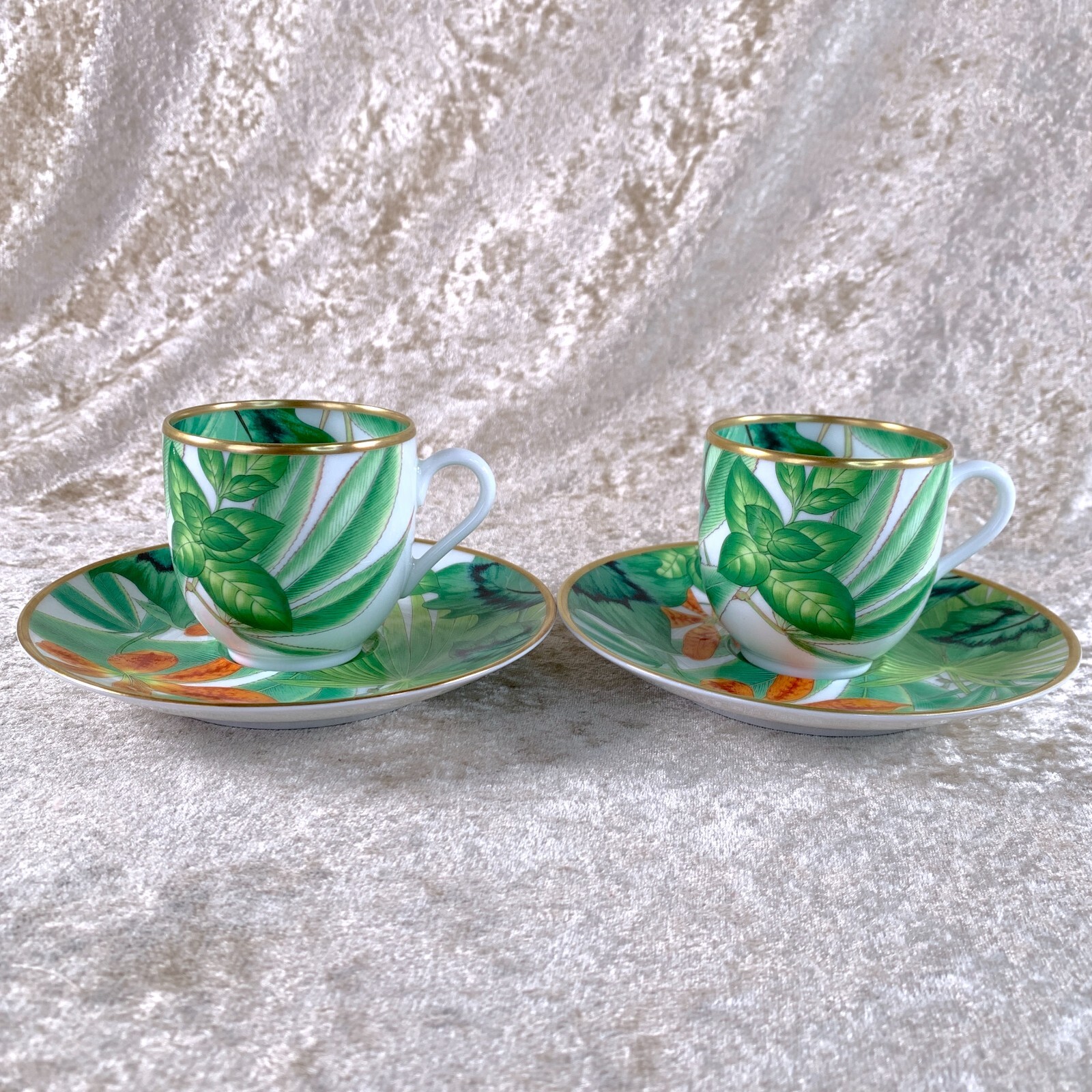 Hermes Demitasse Cup & Saucer Passifolia Porcelain Tableware Botanical 2 Sets