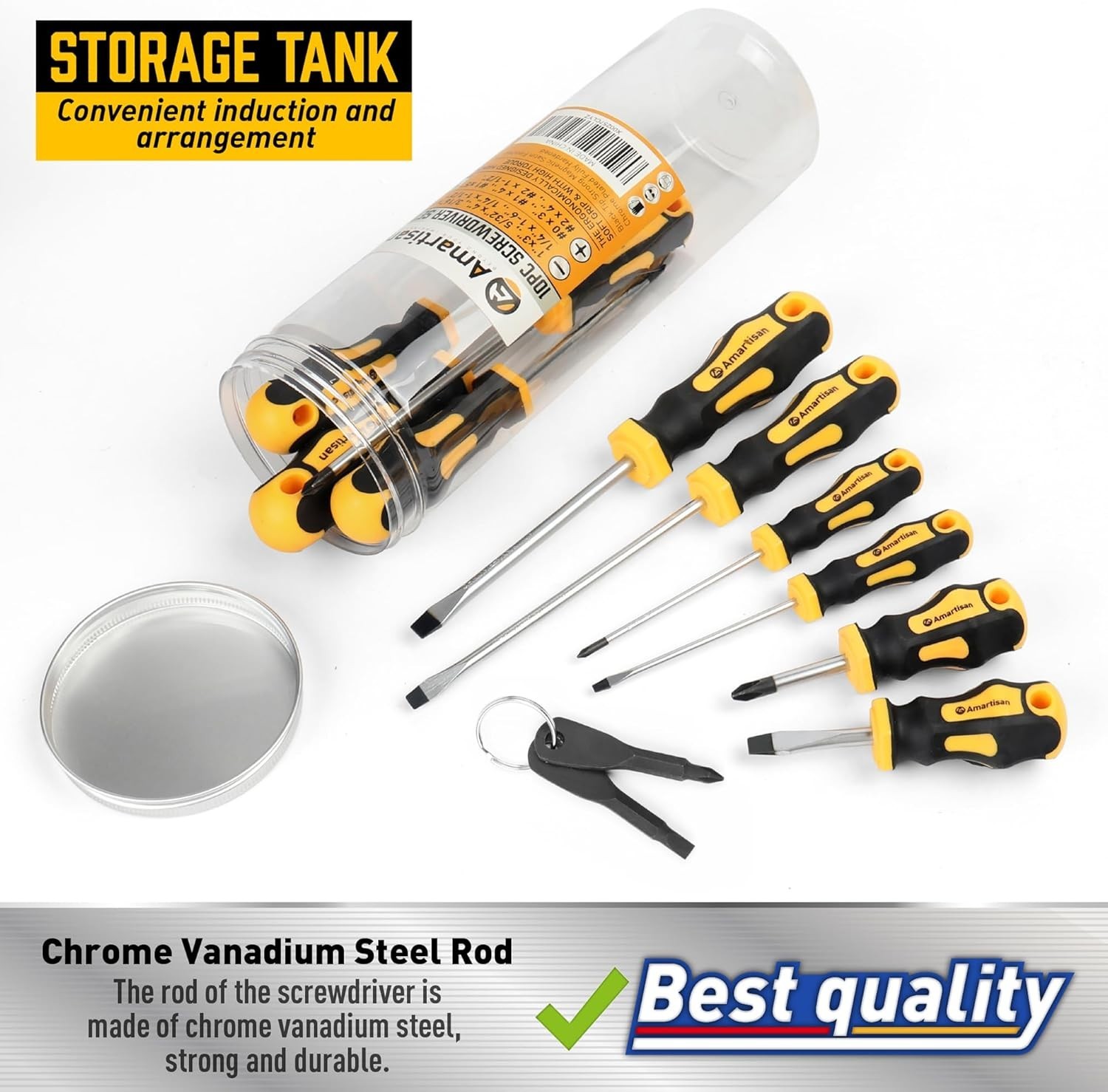 11-Pieces Magnetic Screwdriver Set 5 Phillips 5 Flat Head Tips Magnetizer Tool