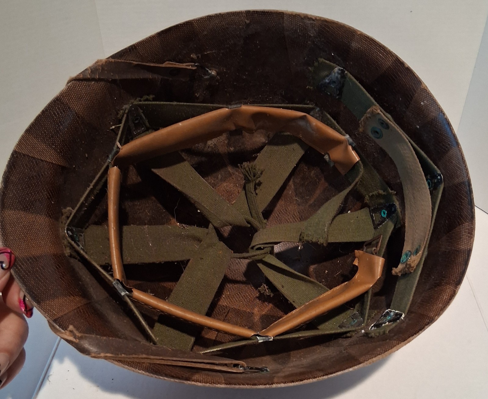 US Army M-1 Combat Helmet Liner Brown Military 1950s Korean War Era Vintage Old