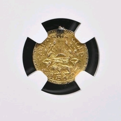 Bear On Ocean View Sunset Indian California Fractional Gold NGC UNC 1849 Bear #6