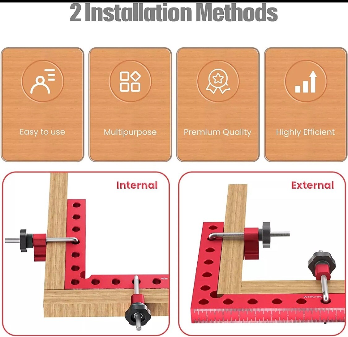 90 Degree Positioning Squares Right Angle Clamps for Box Cabinets Picture Frame