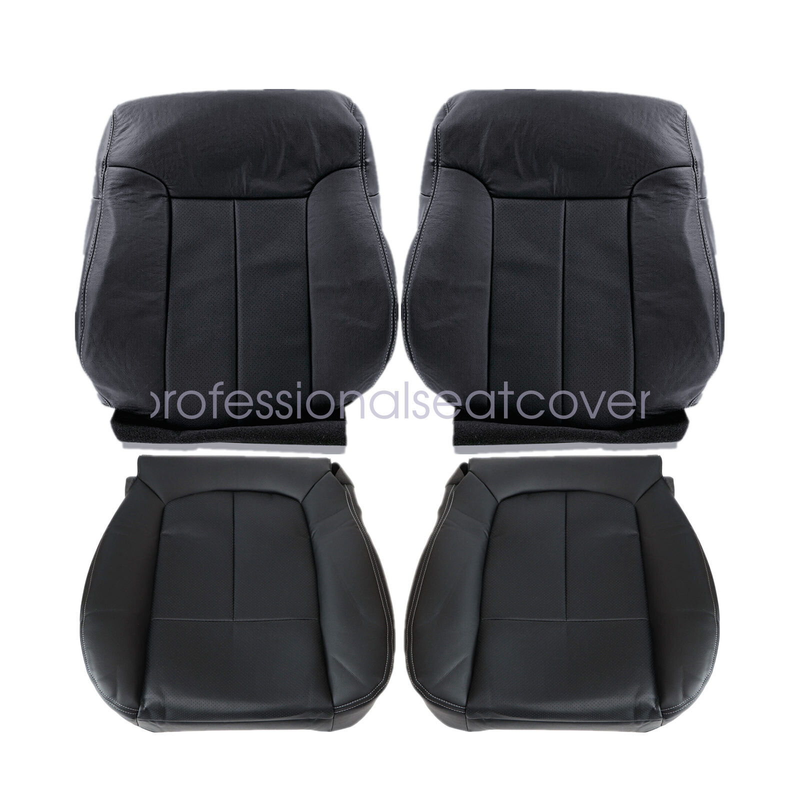 For 2009-2014 Ford F150 Lariat Front PERFORATED Leather Seat Cover Black